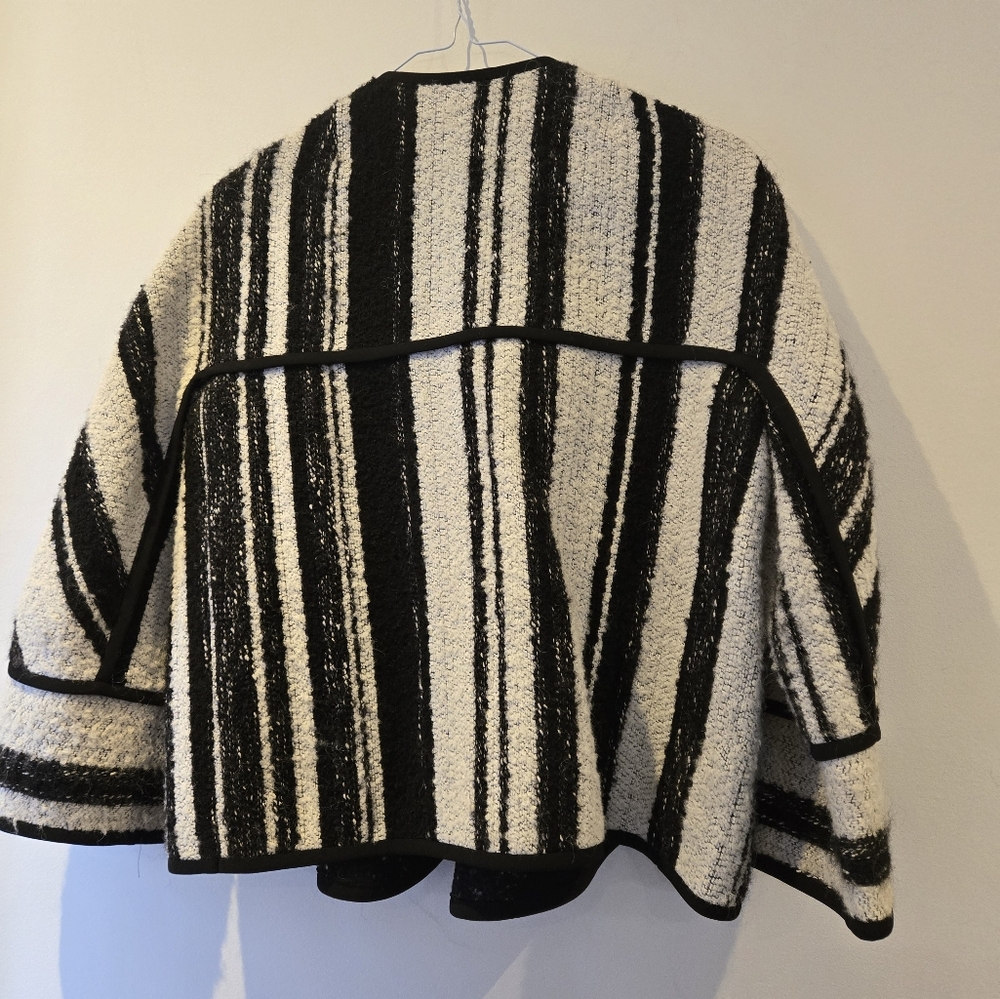 Akris Punto Cotton Striped "cape" Jacket Size 4 - Picture 2 of 8